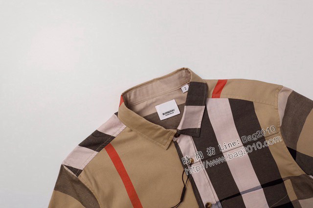 Burberry專櫃巴寶莉2023SS新款格子短袖襯衫 男女同款 tzy2636